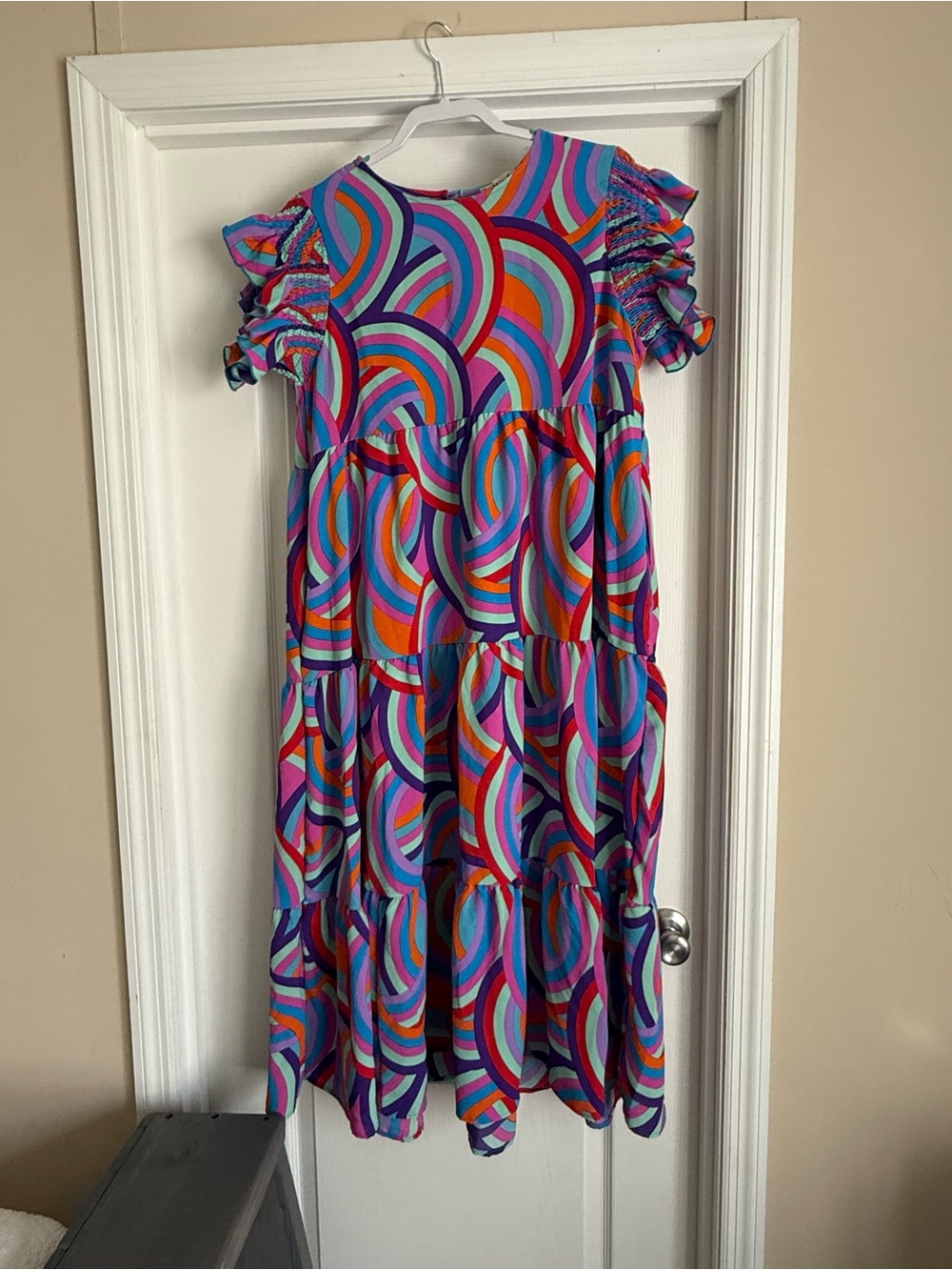 Women's Multicolor Tiered Dress with Ruffle Sleeves by Haptics from boutique